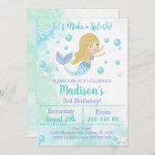 Mermaid Birthday Invitation, Blonde Mermaid Einladung (Vorne/Hinten)