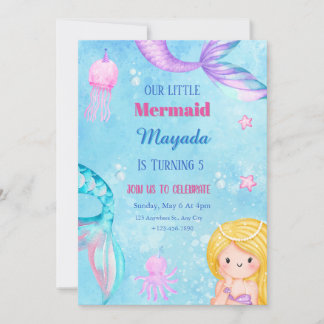 Mermaid Birthday Invitation Editable Template Einladung