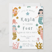 Mermaid Birthday Invitation Einladung (Vorderseite)