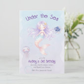 Mermaid Birthday Invitation Einladung (Stehend Vorderseite)