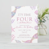 Mermaid Birthday Invitation Einladung (Stehend Vorderseite)