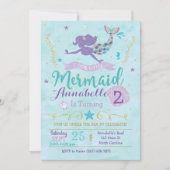 Mermaid Birthday Invitation, Mermaid Invite Einladung (Vorderseite)