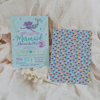 Mermaid Birthday Invitation, Mermaid Invite Einladung