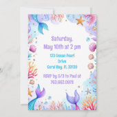 Mermaid Birthday Invitation Personalized Name Age Einladung (Rückseite)