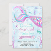 Mermaid Birthday Invitation Template, bearbeitbar Einladung (Vorderseite)
