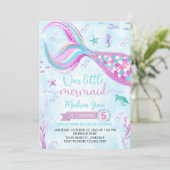 Mermaid Birthday Invitation Template, bearbeitbar Einladung (Stehend Vorderseite)