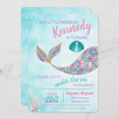 Mermaid Birthday Invitation, Under Sea Party Einladung (Vorne/Hinten)