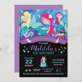 Mermaid Birthday Invitations Girls Party Invites Einladung (Vorne/Hinten)