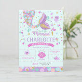 Mermaid Birthday Invitations Mermaid Party Einladung (Stehend Vorderseite)
