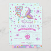Mermaid Birthday Invitations Mermaid Party Einladung (Vorne/Hinten)
