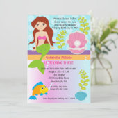 Mermaid Birthday Invite Einladung (Stehend Vorderseite)