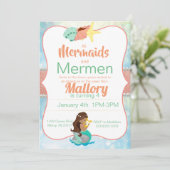 Mermaid Birthday Invite Einladung (Stehend Vorderseite)