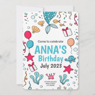 Mermaid Birthday Invite, Unter dem Meer Geburtstag Einladung