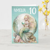 Mermaid Birthday Karte (Gelbe Blume)