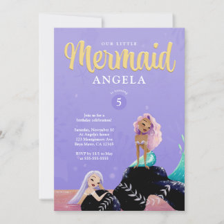 Mermaid Birthday Lila Einladung