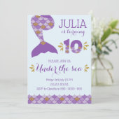 Mermaid Birthday Mermaid Nummer 10 Einladung (Stehend Vorderseite)