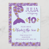 Mermaid Birthday Mermaid Nummer 10 Einladung (Vorne/Hinten)