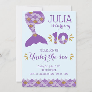 Mermaid Birthday Mermaid Nummer 10 Einladung