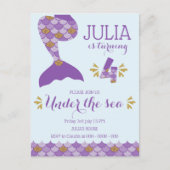 Mermaid Birthday Mermaid Nummer 4 Einladungspostkarte (Vorderseite)