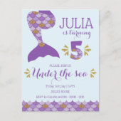 Mermaid Birthday Mermaid Nummer 5 Einladungspostkarte (Vorderseite)