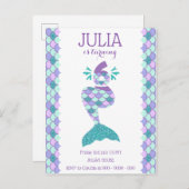 Mermaid Birthday Mermaid Nummer 6 Einladungspostkarte (Vorne/Hinten)