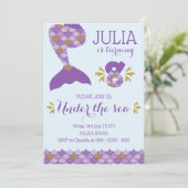 Mermaid Birthday Mermaid Nummer 8 Einladung (Stehend Vorderseite)