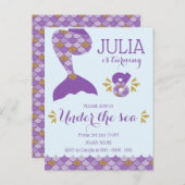 Mermaid Birthday Mermaid Nummer 8 Einladungspostkarte (Vorne/Hinten)