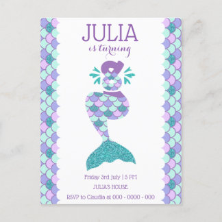 Mermaid Birthday Mermaid Nummer 8 Einladungspostkarte