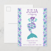 Mermaid Birthday Mermaid Nummer 8 Einladungspostkarte (Vorne/Hinten)