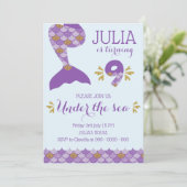 Mermaid Birthday Mermaid Nummer 9 Einladung (Stehend Vorderseite)