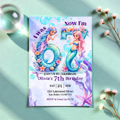 Mermaid Birthday Numbers 67 Kids Einladung