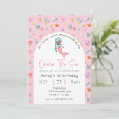 Mermaid Birthday Oneder Sea Foto Einladung (Stehend Vorderseite)