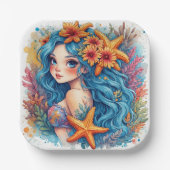 mermaid Birthday or Shower  Pappteller (Vorderseite)