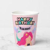 Mermaid Birthday Paper Plate Design - Unterwasser Pappbecher (Rückseite)