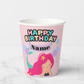 Mermaid Birthday Paper Plate Design - Unterwasser Pappbecher (Vorderseite)