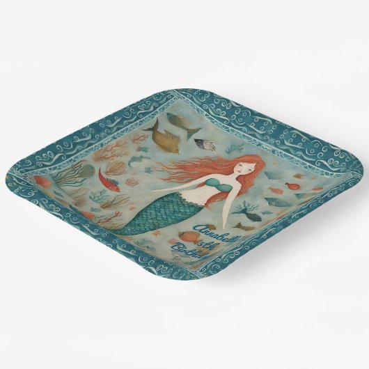 Mermaid Birthday Pappteller (Gewinkelt)