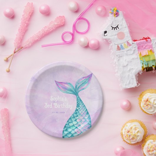 Mermaid Birthday Pappteller (Party)