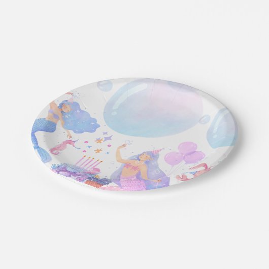 Mermaid Birthday Pappteller (Schrägansicht)