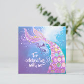 Mermaid Birthday Party Bash Dankeskarte (Stehend Vorderseite)