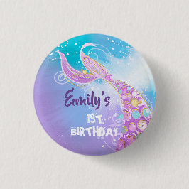 Mermaid Birthday Party Button