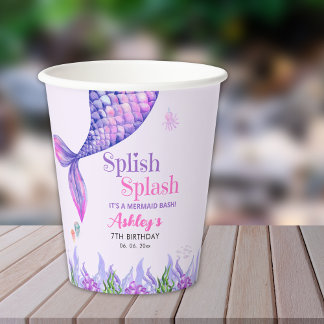 Mermaid Birthday Party Cups for Girls Pappbecher