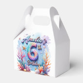 Mermaid Birthday Party Custom Name & Age Amelia 6 Geschenkschachtel (Vorderseite)