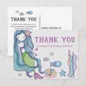 Mermaid Birthday Party Danke Postkarte (Vorne/Hinten)