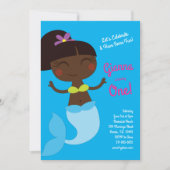 Mermaid Birthday Party Dark Skin Black Asian Einladung (Vorderseite)