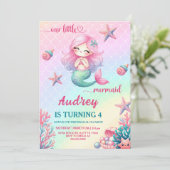 Mermaid Birthday Party Einladung (Stehend Vorderseite)