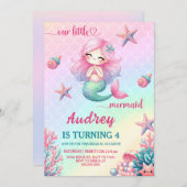 Mermaid Birthday Party Einladung (Vorne/Hinten)