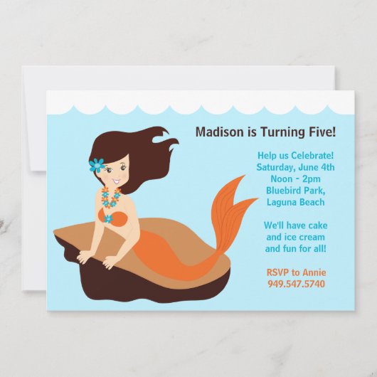 Mermaid Birthday Party Einladung (Vorderseite)