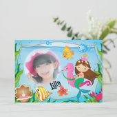 Mermaid Birthday Party Einladung (Stehend Vorderseite)