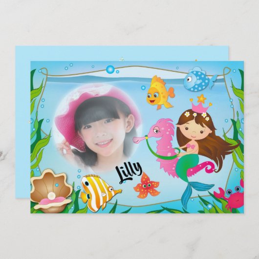 Mermaid Birthday Party Einladung (Vorne/Hinten)