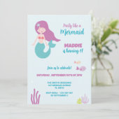 Mermaid Birthday Party Einladung (Stehend Vorderseite)